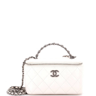 Chanel Top Handle Vanity Case with Chain Quilted Lambskin with Crystals Small
