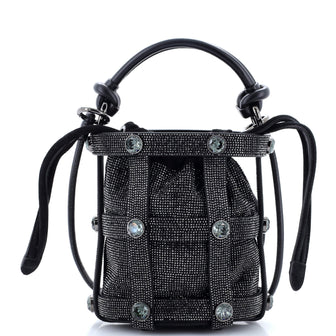 Salvatore Ferragamo Cage Bucket Bag Crystal Embellished Suede Small