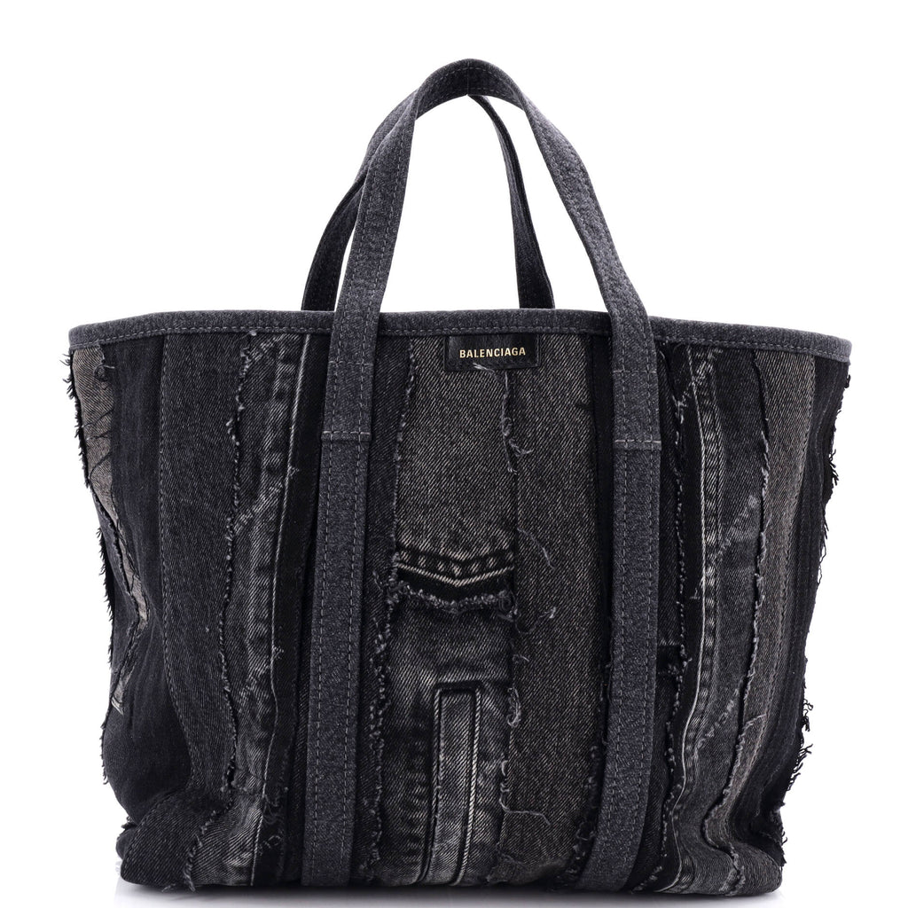Balenciaga Barbes East-West Shopper Tote Patchwork Denim Medium 293464