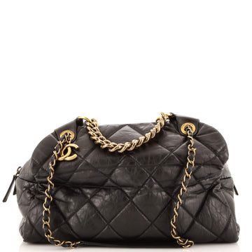Chanel Pondichery Bowling Bag Quilted Aged Calfskin Medium
