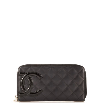 Chanel Cambon Zip Around Wallet Quilted Lambskin Long
