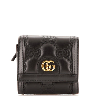 Gucci GG Card Case Wallet GG Matelasse Leather Compact