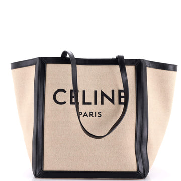 Celine Vertical Square Cabas Tote Canvas with Leather Large