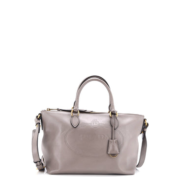 Prada Embossed Logo Convertible Tote Glace Calf Small