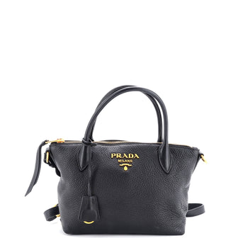 Prada Dual Strap Zip Tote Vitello Daino Small