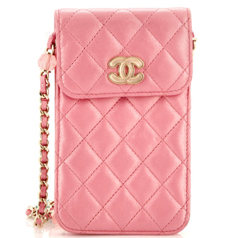 Chanel Resin CC Phone Holder with Chain Quilted Lambskin