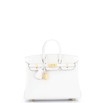 Hermes Birkin Handbag Grey Swift with Gold Hardware 25