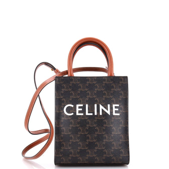Celine Vertical Cabas Tote Triomphe Coated Canvas Mini