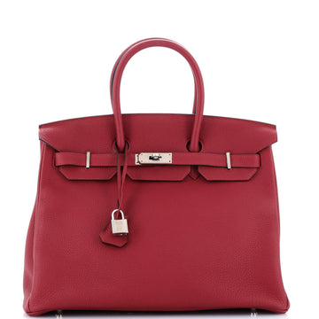 Hermes Birkin Handbag Red Togo with Palladium Hardware 35