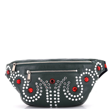 Gucci Bijoux Front Zip Waist Bag Crystal Embellished Leather