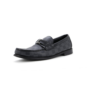 Louis Vuitton Men's Major Loafers Giant Damier Graphite with Leather