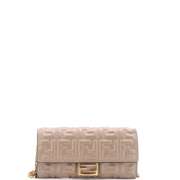 Fendi Baguette Continental Wallet on Chain Zucca Embossed Leather