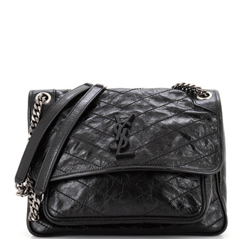 Saint Laurent Niki Chain Flap Bag Matelasse Chevron Leather Medium