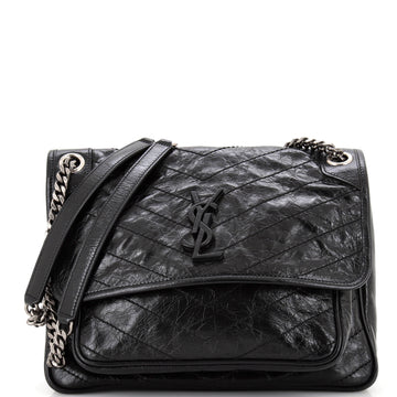 Saint Laurent Niki Chain Flap Bag Matelasse Chevron Leather Medium