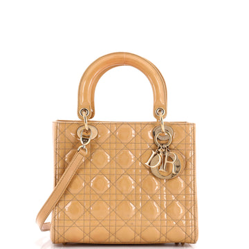 Christian Dior Vintage Lady Dior Bag Cannage Quilt Patent Medium