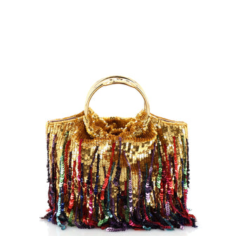 Valentino Garavani Carry Secrets Bucket Bag Fringe Sequins Small