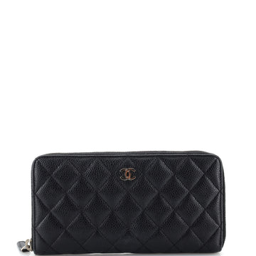 Chanel Zip Around Wallet Quilted Caviar Long