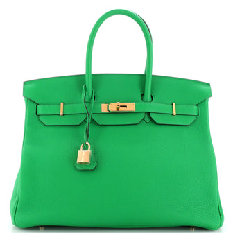 Hermes Birkin Handbag Green Togo with Gold Hardware 35