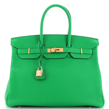 Hermes Birkin Handbag Green Togo with Gold Hardware 35