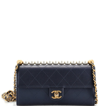 Chanel Chic Pearls Clutch with Chain Quilted Goatskin