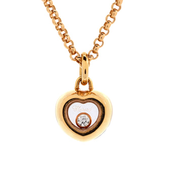 Chopard Miss Happy Heart Pendant Necklace 18K Rose Gold with 1 Floating Diamond