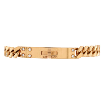 Hermes Kelly Gourmette Bracelet 18K Rose Gold with Diamonds Very Small