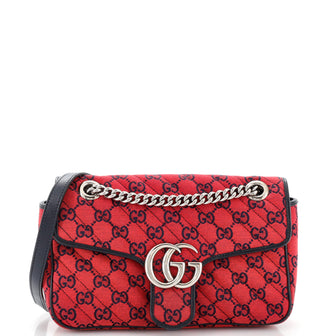 Gucci GG Marmont Flap Bag Diagonal Quilted GG Canvas Small