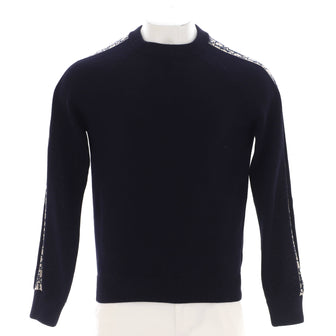 Christian Dior Men's Oblique Trim Crewneck Sweater Cotton