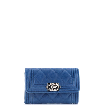 Chanel Boy Flap Card Case Quilted Caviar