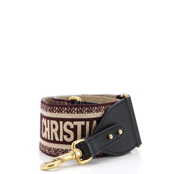 Christian Dior Logo Shoulder Strap Embroidered Canvas