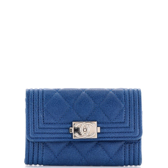 Chanel Boy Flap Card Case Quilted Caviar