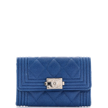 Chanel Boy Flap Card Case Quilted Caviar