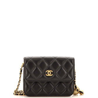 Chanel Pearl Crush Flap Clutch with Chain Quilted Lambskin Mini