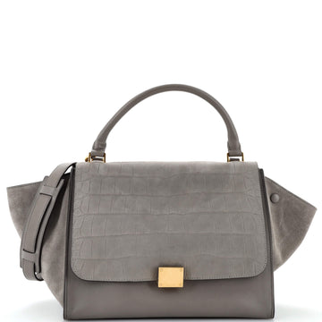 Celine Trapeze Bag Crocodile Embossed Leather Medium