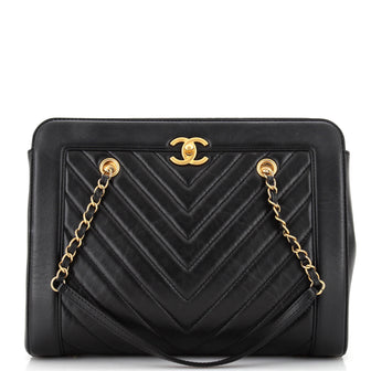 Chanel CC Chain Shopping Tote Chevron Calfskin Medium
