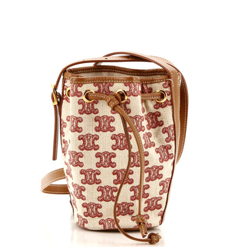 Celine Drawstring Bucket Bag Triomphe Canvas Micro