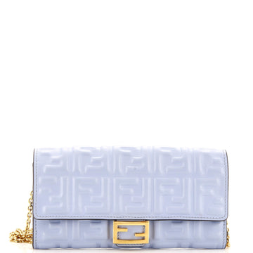 Fendi Baguette Continental Wallet on Chain Zucca Embossed Leather
