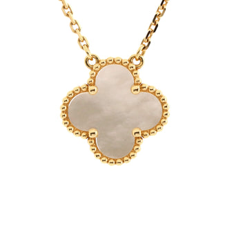 Van Cleef & Arpels Vintage Alhambra Pendant Necklace 18K Yellow Gold and Mother of Pearl