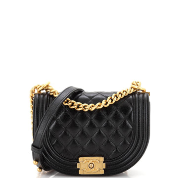 Chanel Boy Curved Messenger Bag Quilted Caviar Small