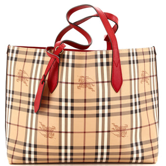 Burberry Reversible Tote Haymarket Coated Canvas and Leather Medium