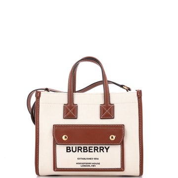 Burberry Freya Shopping Tote Canvas with Leather Mini