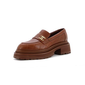 Chanel Women's CC Loafers Quilted Leather