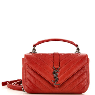 Saint Laurent Classic Monogram College Chain Wallet Matelasse Chevron Leather