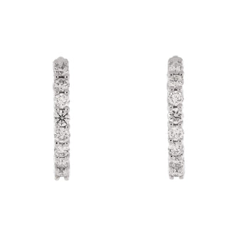 Roberto Coin Petite Inside Out Hoop Earrings 18K White Gold and Diamonds