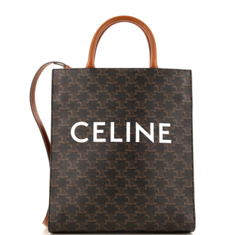 Celine Vertical Cabas Tote Triomphe Coated Canvas Small