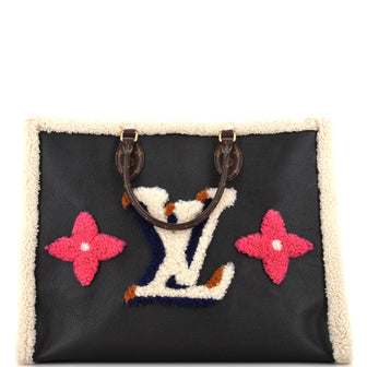 Louis Vuitton OnTheGo Tote Leather and Monogram Teddy Shearling GM