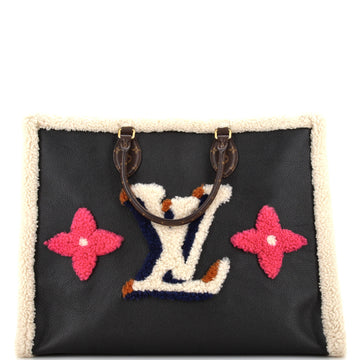 Louis Vuitton OnTheGo Tote Leather and Monogram Teddy Shearling GM