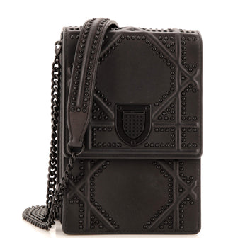 Christian Dior Ultra Matte Diorama Vertical Clutch on Chain Studded Leather