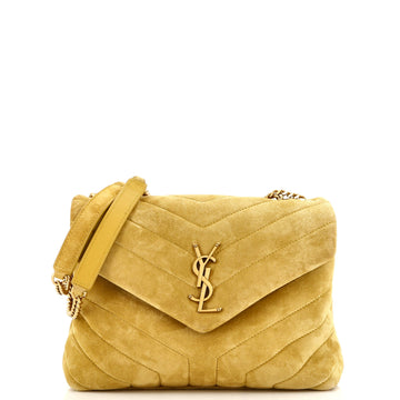 Saint Laurent Loulou Shoulder Bag Matelasse Chevron Suede Small