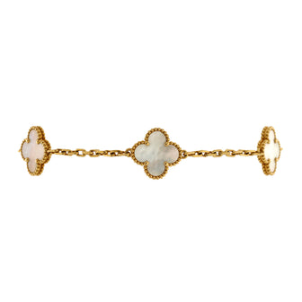 Van Cleef & Arpels Vintage Alhambra 5 Motifs Bracelet 18K Yellow Gold and Mother of Pearl